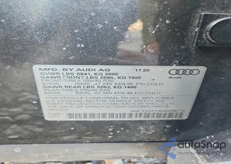 2021 Audi Q5 E Prestige z USA, uszkodzony, nr VIN WA1F2AFY3M2035272